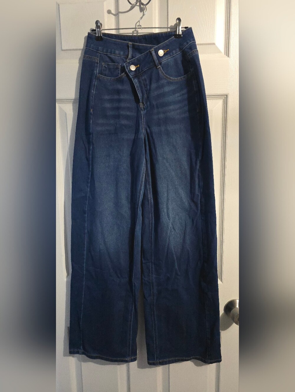Halara Flex Asymmetric HW Washed Casual Baggy Jeans In Estate Blue Denim - Picture 9 of 14